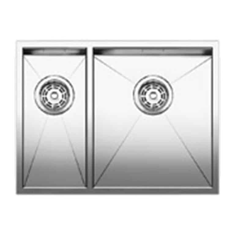 כיור נירוסטה בלאנקו זירוקס 180/340IFN – דגם אחד וחצי, התקנה שטוחה, מראה קומפקטי