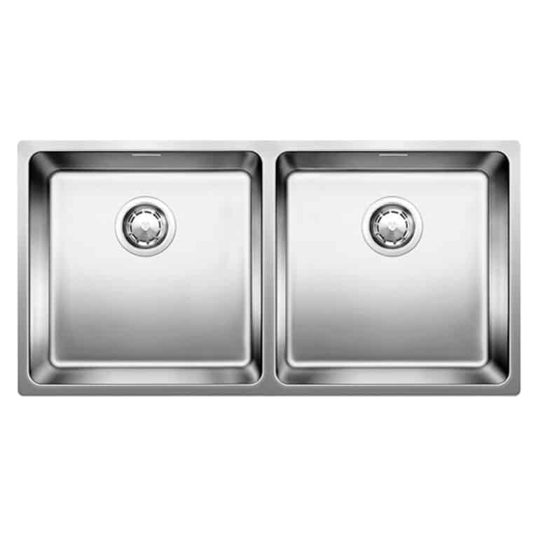 כיור כפול נירוסטה בלאנקו אנדנאו 400/400IF – שוליים שטוחים, עיצוב מודרני, 86.5x40 ס”מ