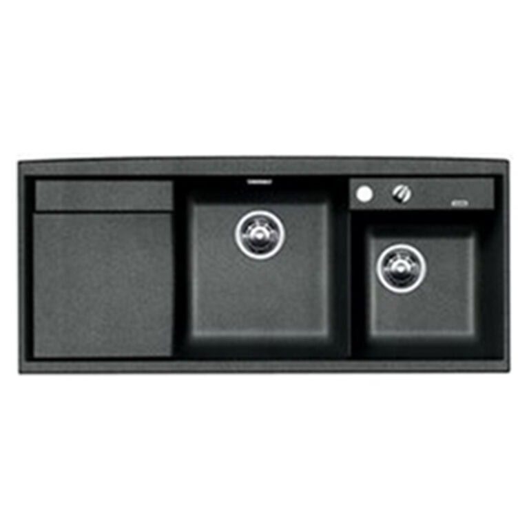 כיור מטבח בלאנקו אקסיא 8S כפול אחד וחצי עם משטח עבודה מסיליגרניט, מידות 115x50 ס"מ