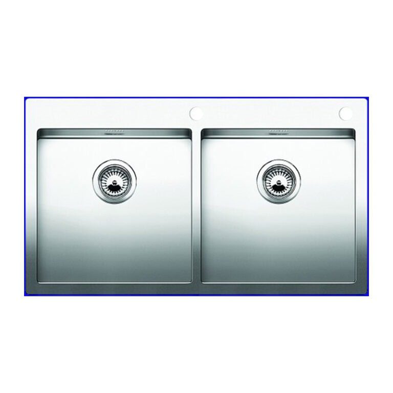 כיור מטבח כפול נירוסטה דגם זירוקס 400/400IFA מבית בלאנקו – שוליים דקים, עיצוב יוקרתי