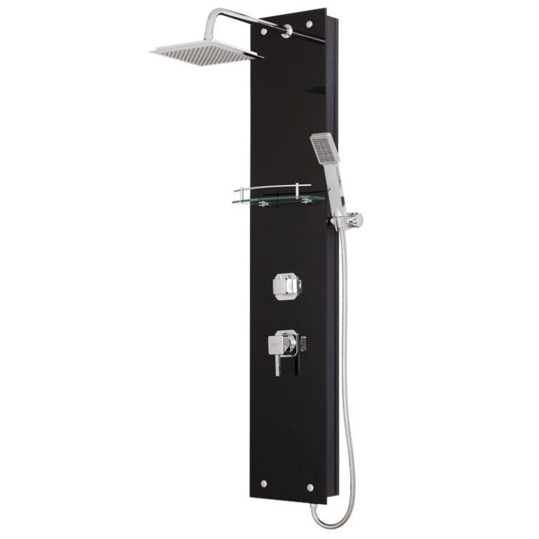 מוט פינוק יד מזכוכית שחורה דגם 2486S עם אינטרפוץ מזלף וראש טוש - מידות 130x25 מ