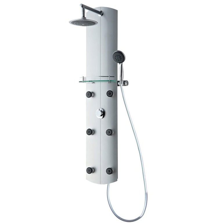 פנל מקלחת דגם 263 עם 6 ג'טים מתכווננים מדף זכוכית טוש ומזלף