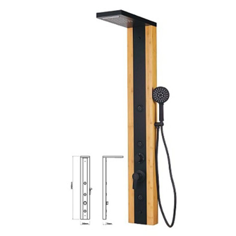 מוט פינוק עץ במבוק טבעי עם אלומיניום שחור 140X20X7 ס"מ כולל מפל מים וג'טים מפנקים