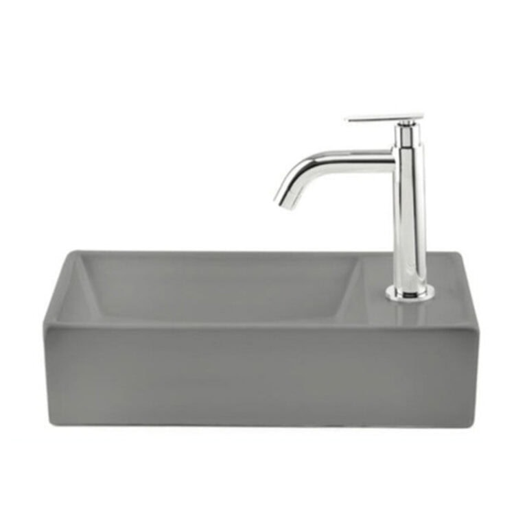 כיור מונח תלוי חרס אפור מט דגם 9318MG - כיור חרס מלבני 41x22 ס