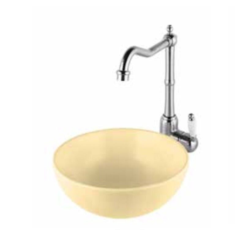 כיור מונח חרס שמנת מט דגם 9462MP1 - כיור חרס מיני 28x28 ס"מ לאמבטיה - כיור מונח קטן שמנת מט לארון - כיור חרס איכותי 12 ס"מ גובה קומפקטי חם וטבעי