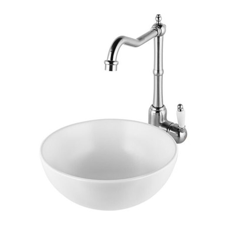 כיור מונח חרס לבן מט דגם 9462YB - כיור חרס מיני 28x28 ס