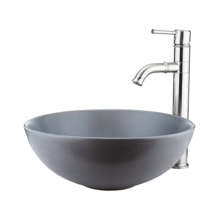 כיור מונח חרס 40x40 ס"מ דגם 9463MG - כיור חרס למטבח ואמבטיה - כיור מונח קומפקטי 16 ס"מ גובה לארון - כיור חרס איכותי לאמבטיה מודרנית