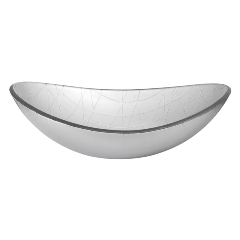 כיור מונח זכוכית כסף מקומט דגם 9470SM - כיור זכוכית 54x36 ס"מ לאמבטיה - כיור מונח זכוכית מתכתי לארון - כיור זכוכית איכותי 14 ס"מ גובה יוקרתי מעוצב