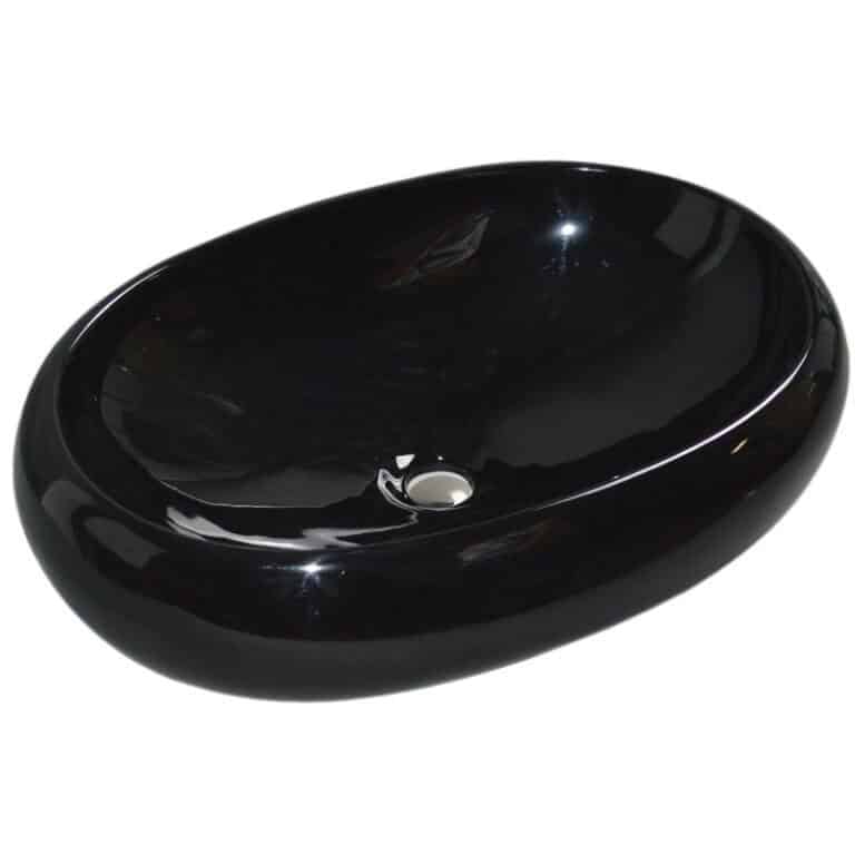 כיור מונח אובלי חרס דגם 9854B - כיור חרס 56x36 ס"מ לאמבטיה - כיור מונח אליפטי לארון - כיור חרס איכותי 14 ס"מ גובה מעוצב