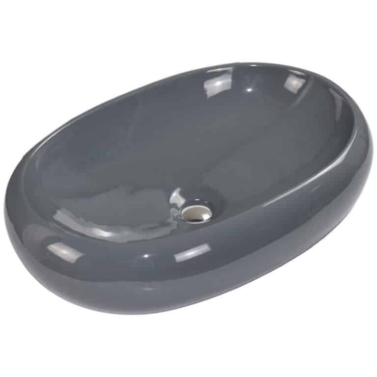 כיור מונח אובלי חרס דגם 9854G - כיור חרס 56x36 ס"מ לאמבטיה - כיור מונח אליפטי לארון - כיור חרס איכותי 14 ס"מ גובה מעוצב קלאסי