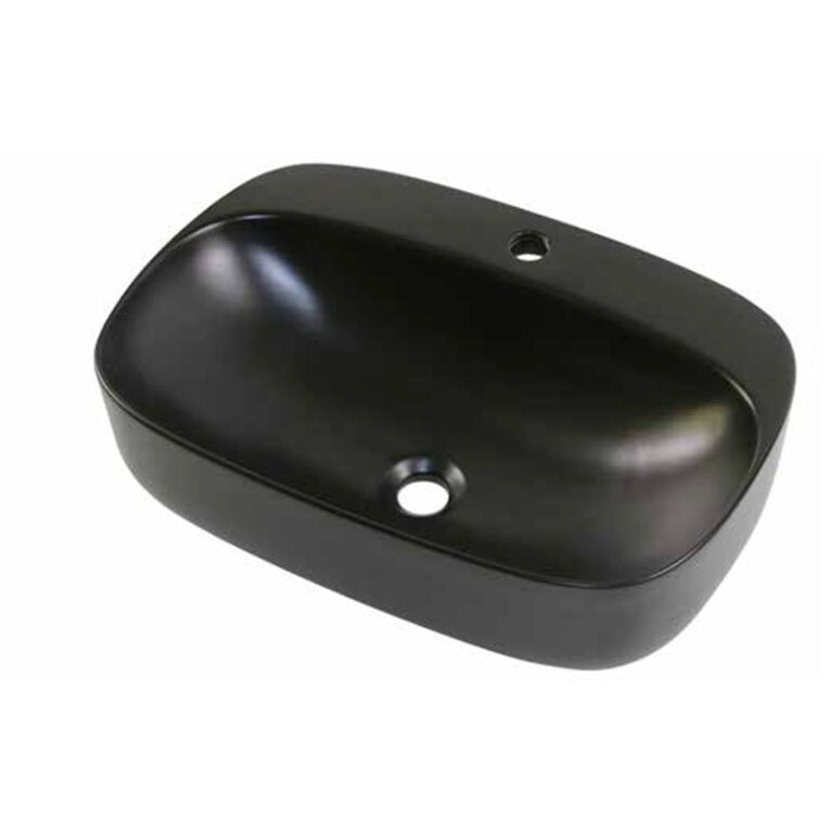 כיור מונח חרס שחור מט דגם שורבט 60x42 ס"מ - כיור חרס גדול למטבח ואמבטיה - כיור מונח שחור מט רחב לארון - כיור חרס איכותי 15 ס"מ גובה דרמטי מעוצב