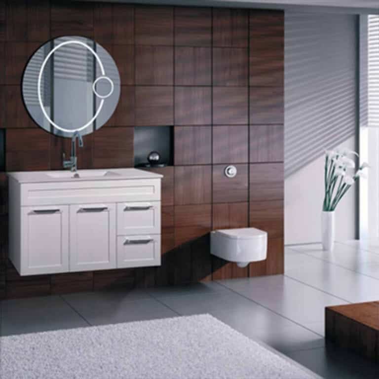 ארון אמבטיה אפוקסי דגם אמיר בגודל 70 ס"מ עם שתי מגירות ודלת אחת ומשטח חרס בעיצוב תלוי