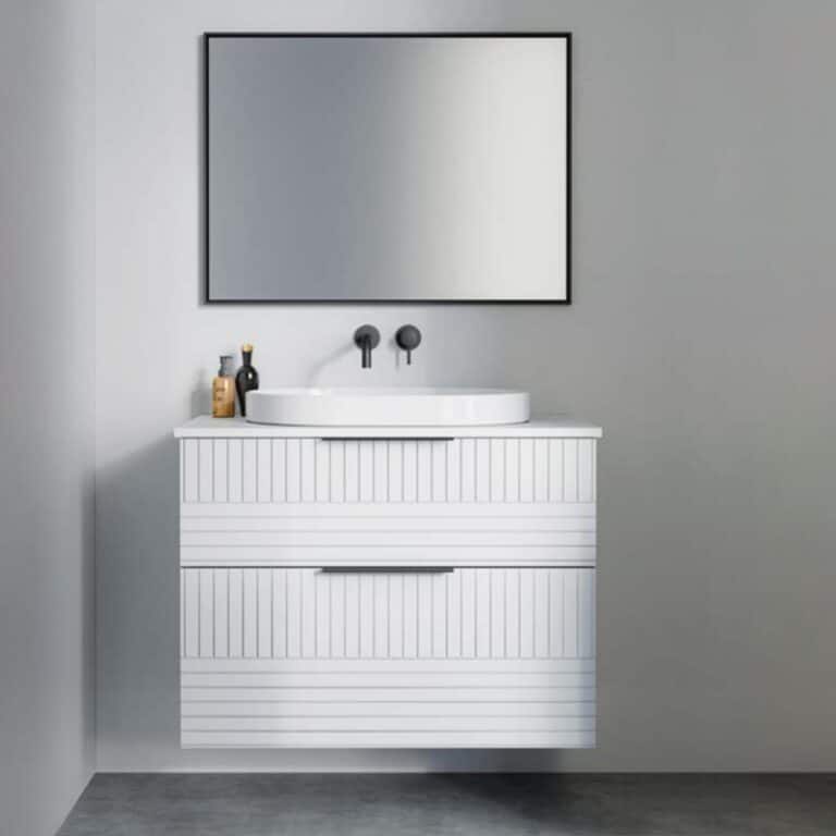 ארון אמבטיה תלוי דגם דפנה 60 ס"מ בגימור אפוקסי, שתי מגירות וכיור חצי שקוע