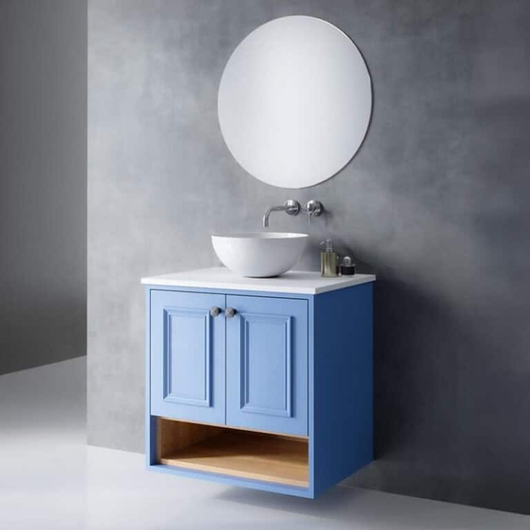 ארון אמבטיה אפוקסי דגם נועם בגודל 60 ס"מ עם דלתות ותא פתוח בגימור פורניר אלון