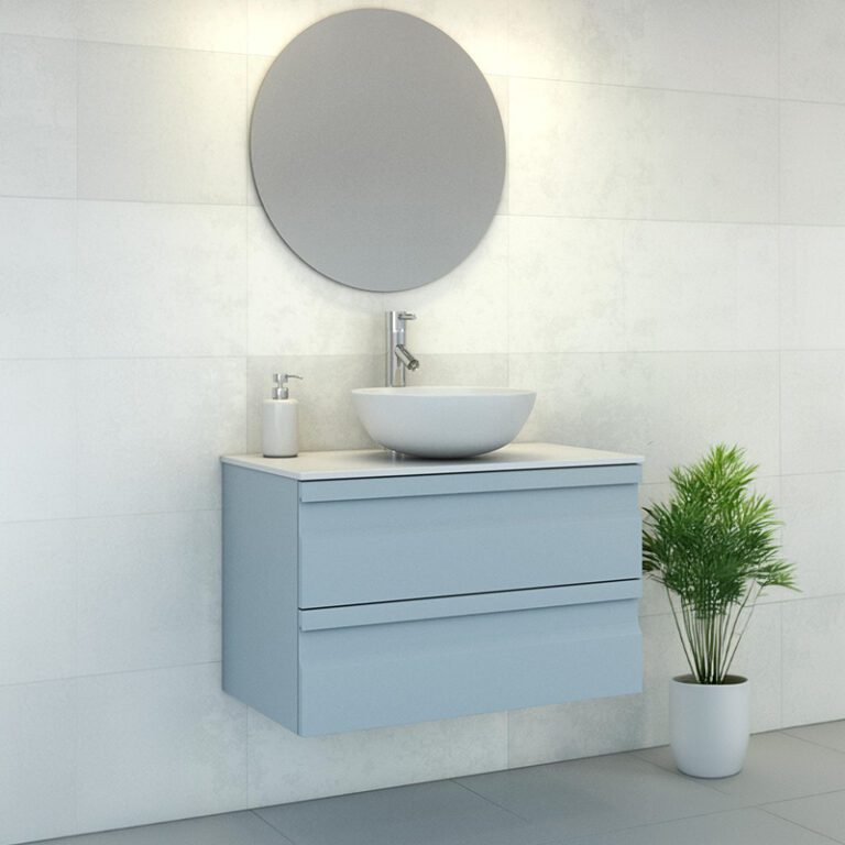 ארון אמבטיה ריבר בגודל 60 ס"מ עם שתי מגירות, פרזול DTC ומשטח בוצ'ר או אפוקסי לבחירה