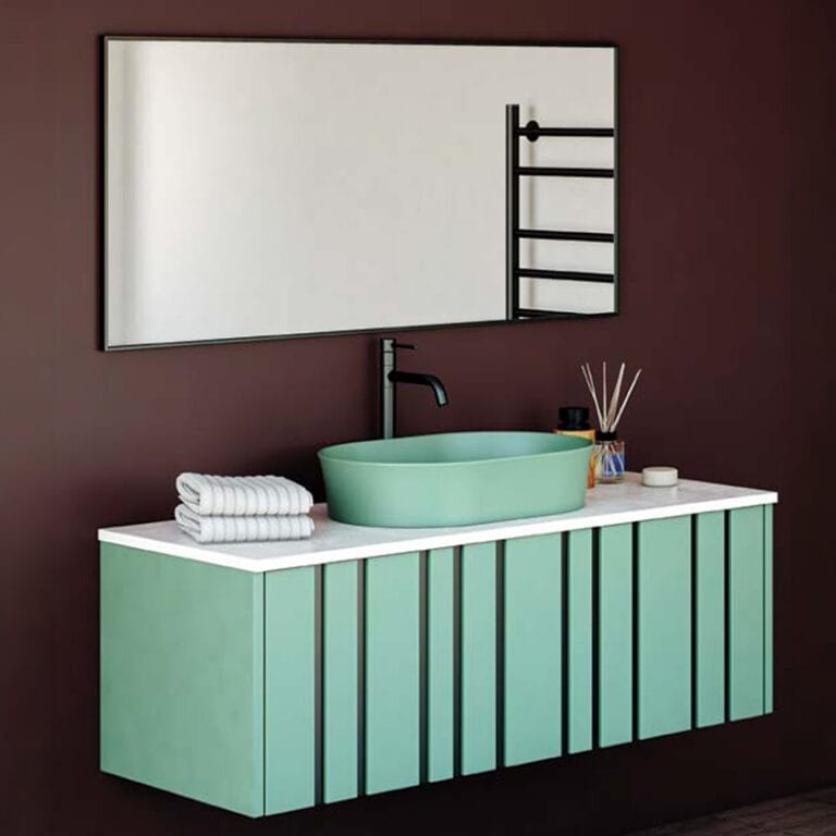 ארון אמבטיה תלוי דגם וויגו 60 ס"מ עם מגירה אחת ודופן גבוהה, משטח אפוקסי