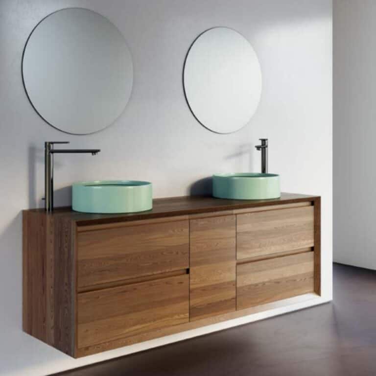 ארון אמבטיה תלוי דגם צין 60 ס"מ בגימור לאמי מלא – גוף, חזית ומשטח