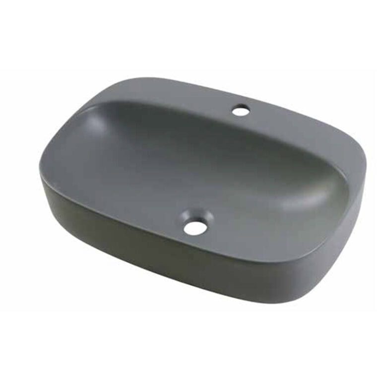 כיור מונח חרס אפור מט דגם שורבט 60x42 ס"מ - כיור חרס גדול למטבח ואמבטיה - כיור מונח אפור מט רחב לארון - כיור חרס איכותי 15 ס"מ גובה תעשייתי מעוצב