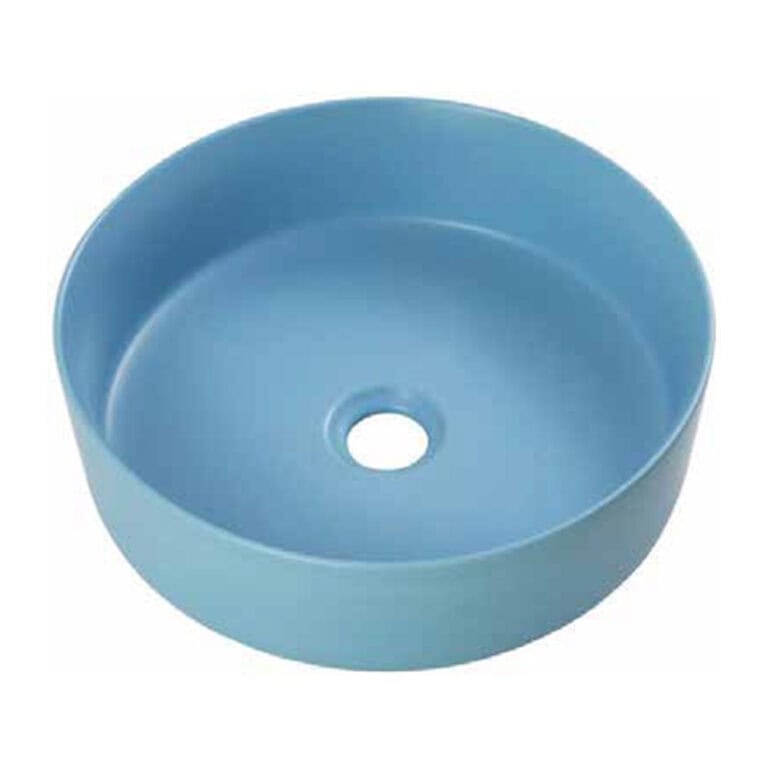 כיור מונח חרס עגול כחול מט דגם ריחן 36 ס