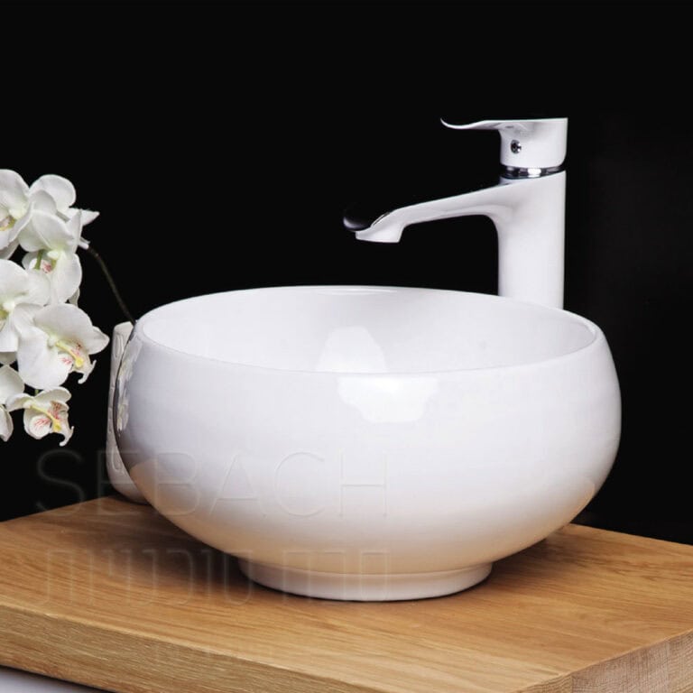 כיור חרס מונח דגם אגם עגול, קוטר 31 ס