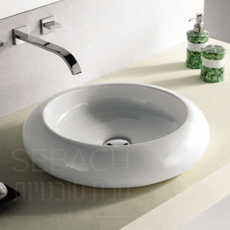 כיור עגול דגם כלנית עשוי חרס בקוטר 49 ס