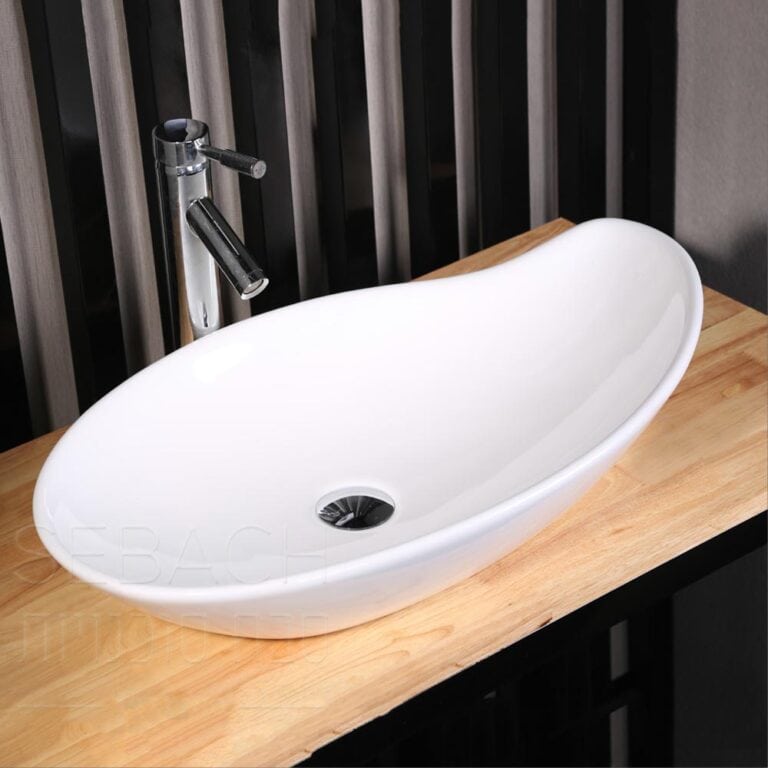 כיור חרס מונח דגם 133073 בגימור לבן מבריק, מידות 66x39x14 ס