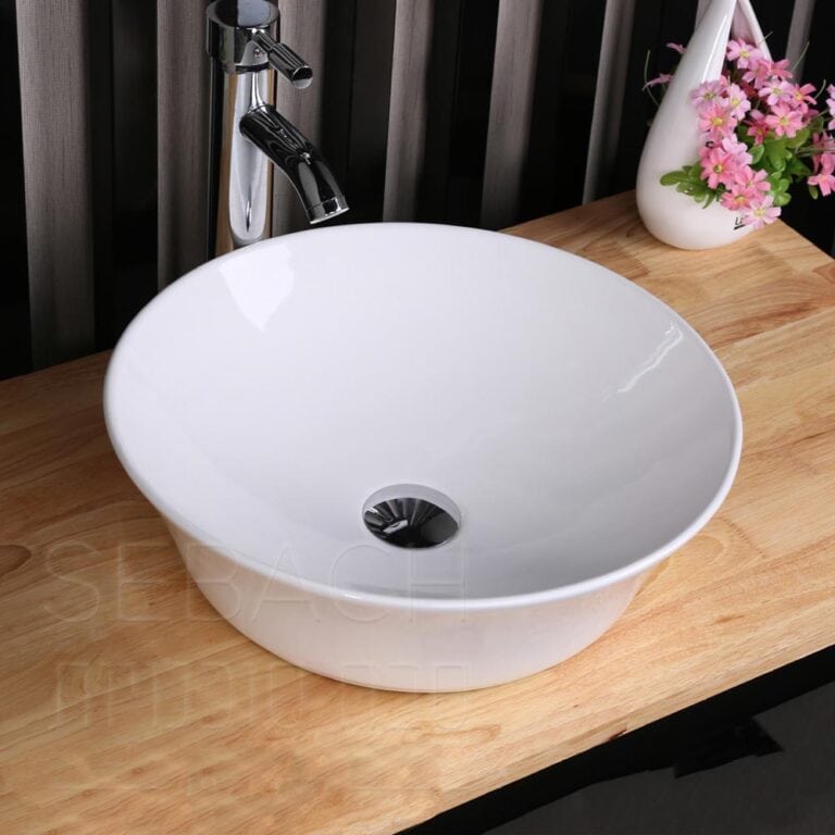 כיור חרס מונח דגם 134082 בגימור לבן מבריק, מידות 42x42x13 ס