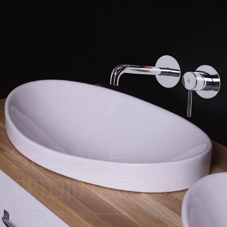 כיור חרס חצי שקוע דגם לביא, מידות 60x39x19 ס