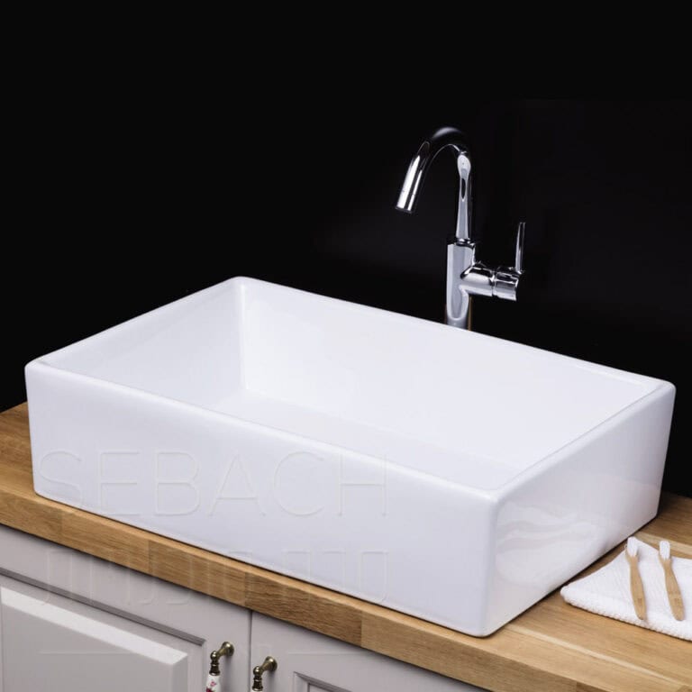 כיור חרס מונח דגם 134083 בגימור לבן מבריק, מידות 60x40x16 ס