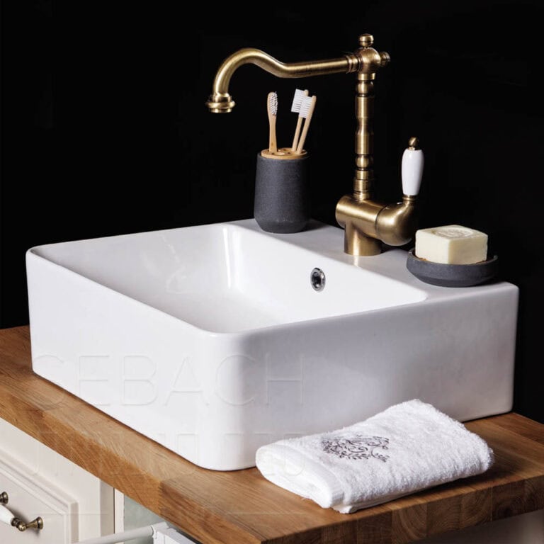 כיור חרס מונח דגם 134087 בגימור לבן מט, מידות 40x42x16 ס