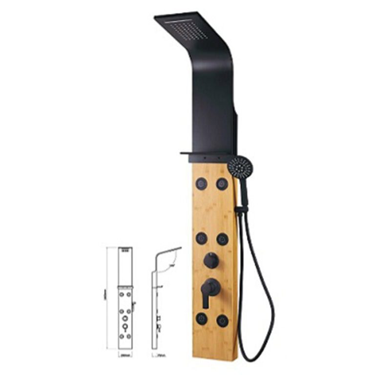 מוט פינוק עץ במבוק טבעי עם אלומיניום שחור 150X20X7 ס"מ כולל מפל מים וג'טים מפנקים