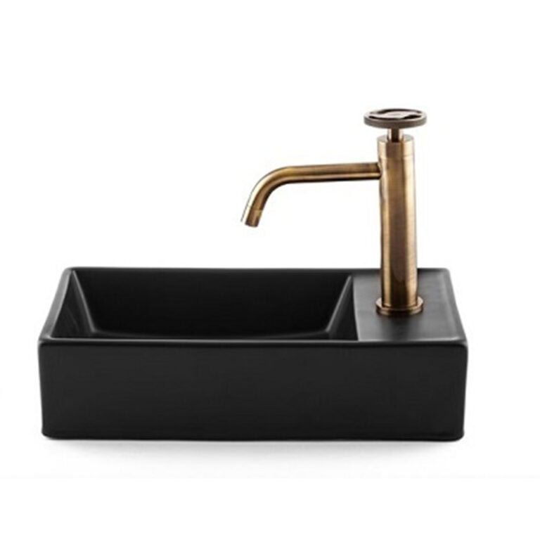 כיור מונח תלוי חרס שחור מט דגם 9318MB - כיור חרס קומפקטי 41x22 ס