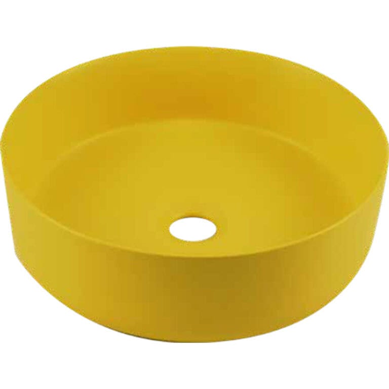 כיור מונח חרס עגול צהוב מט דגם ריחן 36 ס