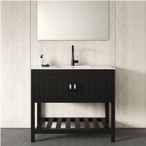 ארון אמבטיה עומד בצבע שחור עם כיור לבן